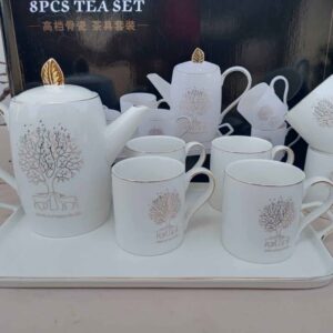 Elegant Breakfast Tea Set with Tray and Cups